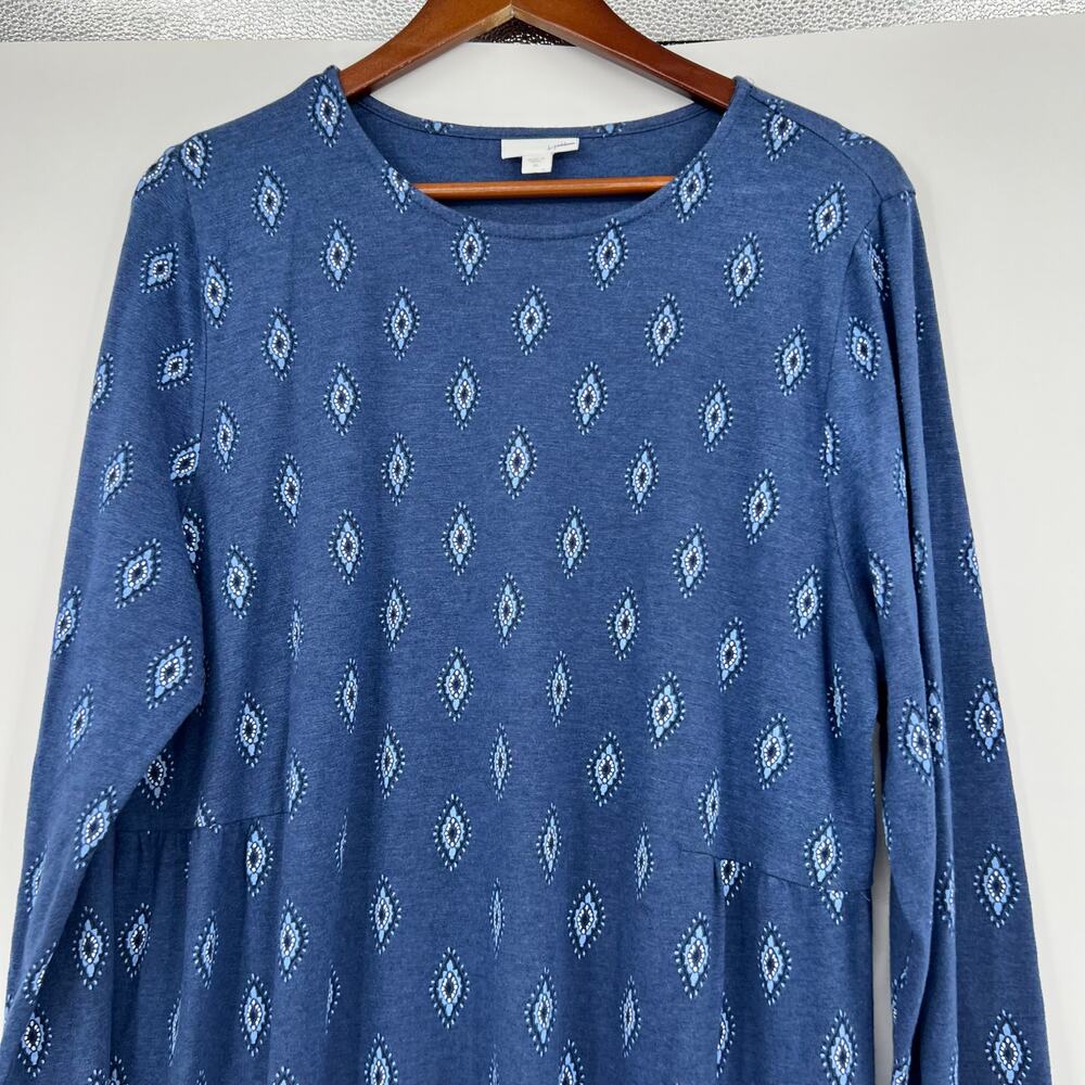 J.Jill Ikat Diamond Print long sleeve navy blue midi knit long dress comfort XL - Picture 5 of 8